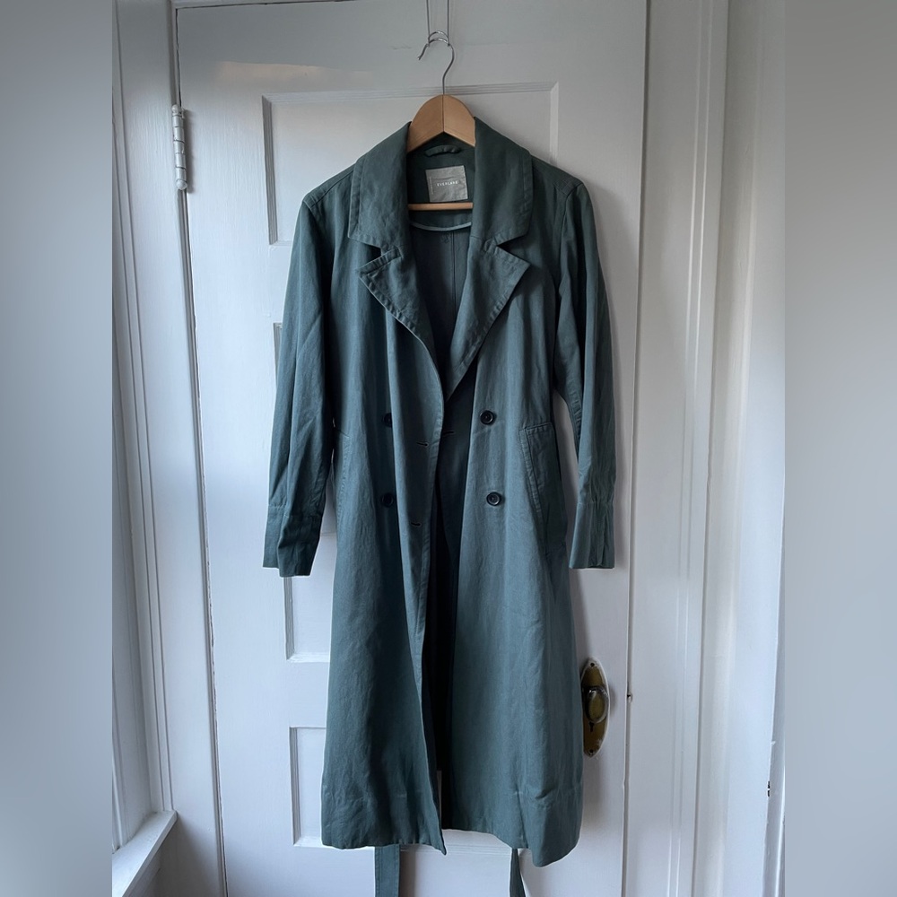 Everlane Women's Green Cotton Trench Coat Small